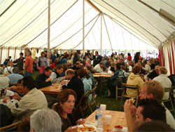 Food concession inside a marquee